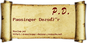 Passinger Dezsér névjegykártya
